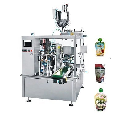 Máquina de Llenado de Líquidos y Tapado de Bolsas Pouch con Spout Automática